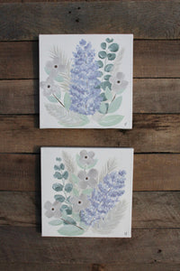 Wisteria + Greenery - The Garden Collection, Pair of Purples I & II - Genesis 1:11-12, 8x8in Canvas Set