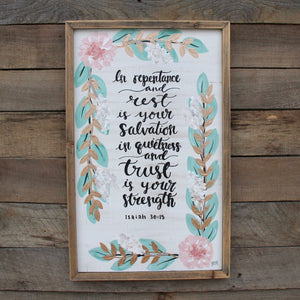 Repentance & Rest - Isaiah 30:15, 12x19 Wood Panel