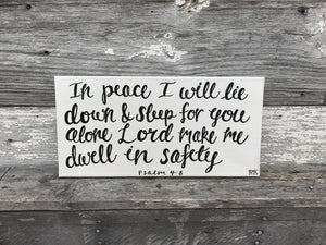 Dwell in Safety - Psalm 4:8, 10x20 Canvas