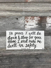 Load image into Gallery viewer, Dwell in Safety - Psalm 4:8, 10x20 Canvas
