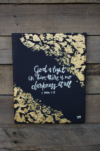 God is Light - 1 John 1:5, 8x10 Canvas with Gold Leaf