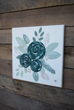 Load image into Gallery viewer, The Garden III, Teal - Genesis 1:11-12, 10x10 Canvas

