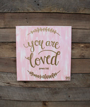 Load image into Gallery viewer, You are Loved - Romans 5 &amp; 8, 12x12 Canvas
