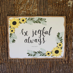 Be Joyful Always - 1 Thessalonians 5:16, 16x20 Burlap Canvas