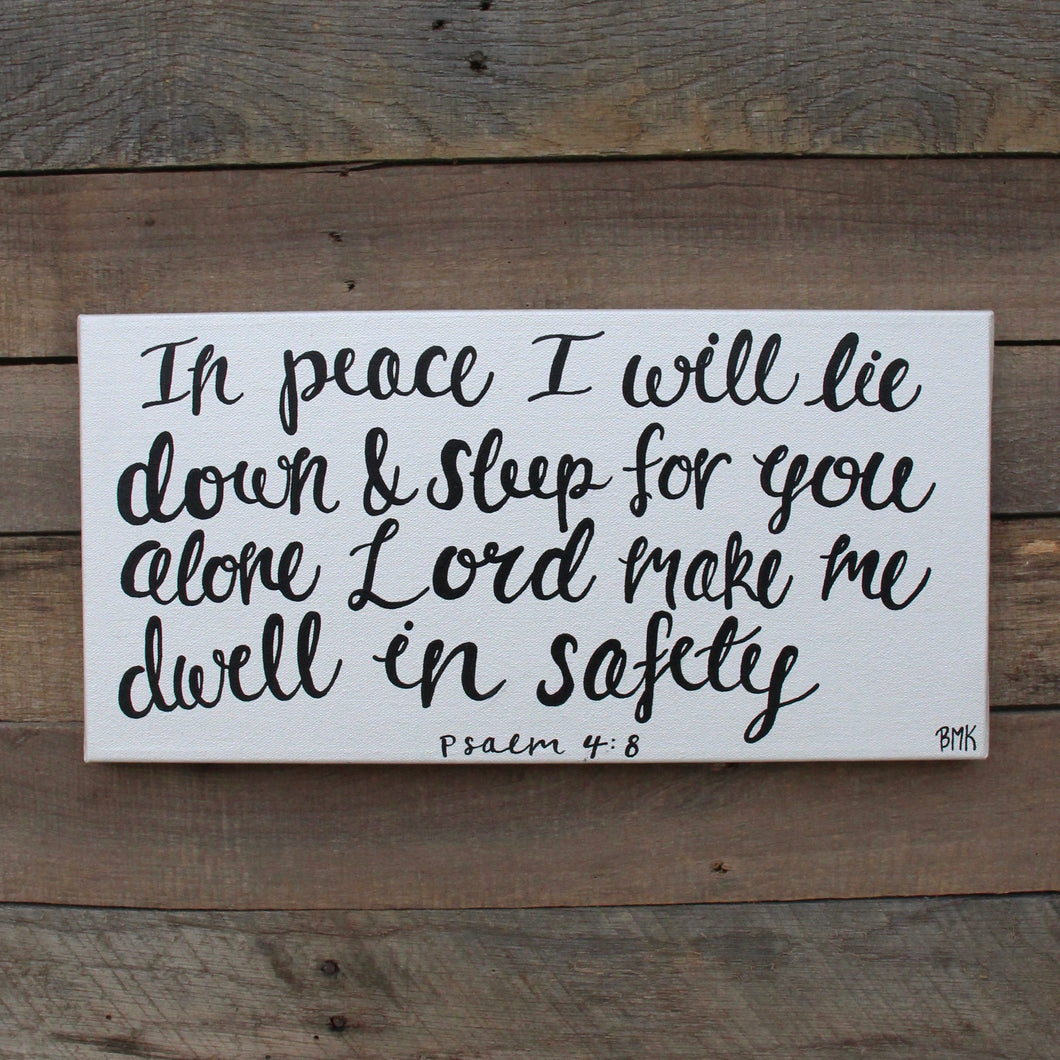 Dwell in Safety - Psalm 4:8, 10x20 Canvas