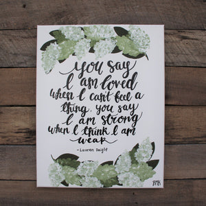 You Say - Lauren Daigle Lyrics, 11x14 Canvas